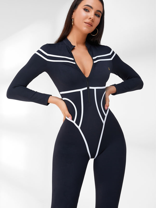 ❤Trendy Zipper Stripes Jumpsuit