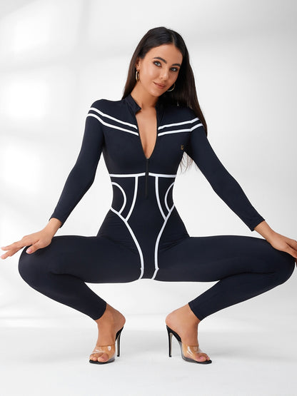 ❤Trendy Zipper Stripes Jumpsuit