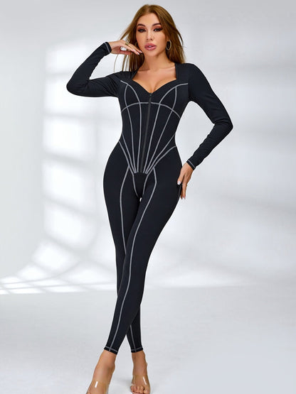 Tummy Control Zipper Hip-lift Jumpsuit
