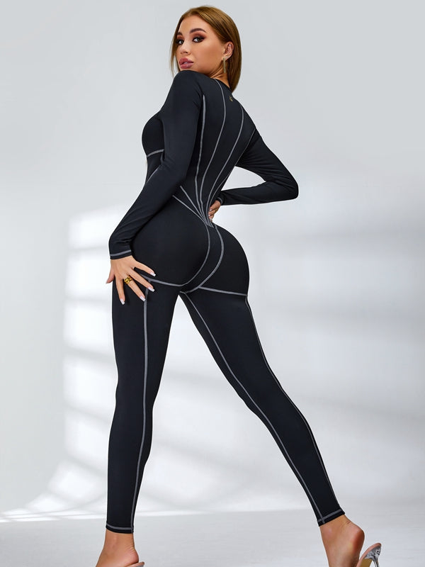 Tummy Control Zipper Hip-lift Jumpsuit