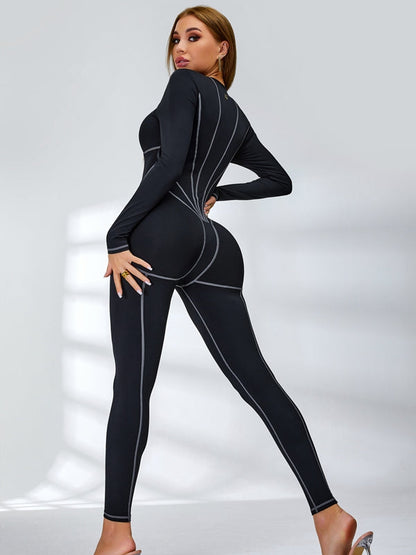 Tummy Control Zipper Hip-lift Jumpsuit