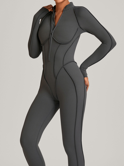 Sexy Zipper Stitch Performance Jumpsuit