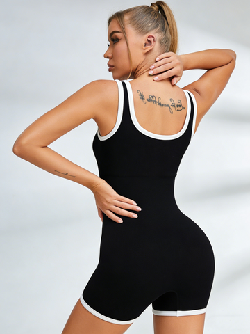 ZASUWA Female U Collar Elastic Tight Backless with Chest Pads Romper