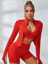 ZASUWA Female Deep V Back Seamless High-rise Short Tracksuit