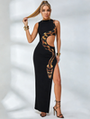 ZASUWA Female Snake Print Cutout Split Dress