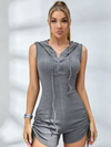 ZASUWA Female Hollow Out Drawstring Hooded Romper