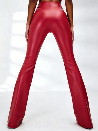 Sexy Faux Leather Flare Leggings