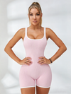 ZASUWA Female Contrast Color Ribbed Scrunch Bum Backless Romper