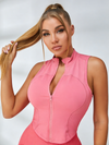 ZASUWA Female Solid Color Zipper Fashion Tanks