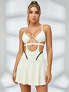 Gerippter Active-Jumpsuit mit Cut-Outs und Kontrastpaspelierung