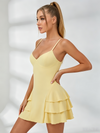 Solid Color Zipper Flounce Tennis Dress