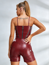 ZASUWA Female Glossy Faux Leather Zipper Romper