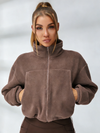 ZASUWA Female Fleece Pocket Cropped Jacket