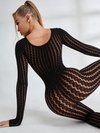ZASUWA Female Stylish Seamless Striped Jacquard Long-Sleeve Jumpsuit
