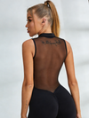 ❤ZASUWA Female Sexy Sheer Mesh Back Deep V Back Scrunch Bum Zipper Jumpsuit