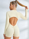ZASUWA Female Zipper Backless Scrunch Bum With Pads Romper