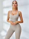 ZASUWA Female Cross Back Flare Jumpsuit