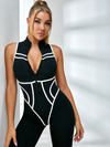 🖤ZASUWA Female Sexy Contrast Color Stripes Corset Jumpsuit