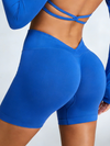 ZASUWA Female Deep V Back Scrunch Bum Spandex Gym Booty Shorts