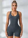 ZASUWA Female Deep V Collar Cross Back Scrunch Bum Seamless Short Romper