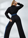ZASUWA Female Sexy Denim Contrast Color Pocket Casual Tracksuit