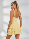 Solid Color Zipper Flounce Tennis Dress