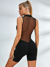 ❤ZASUWA Female Sexy Sheer Mesh Back Deep V Back Scrunch Bum Zipper Short Romper