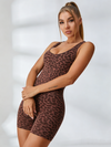 ZASUWA Female Leopard Print Cross Back Deep V Back Romper