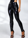 ZASUWA Female Glossy Faux Leather Zipper Leggings