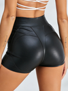 ❤ZASUWA Female Sexy Faux Leather Push Up Design Lace-up Shorts