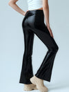ZASUWA Female Sexy Faux Leather Flare Leggings