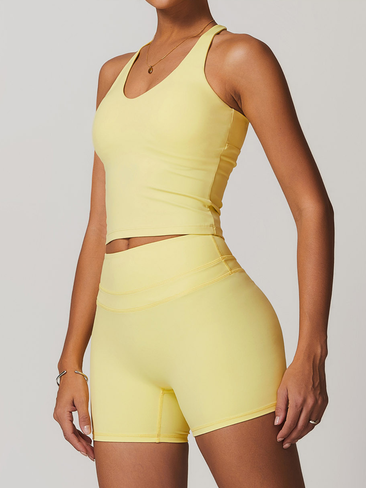 U Collar Cross Back Hollow Out Quick Dry Adjustable Strap Tank