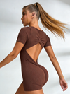 ZASUWA Female Ribbed Scrunch Bum Backless Romper
