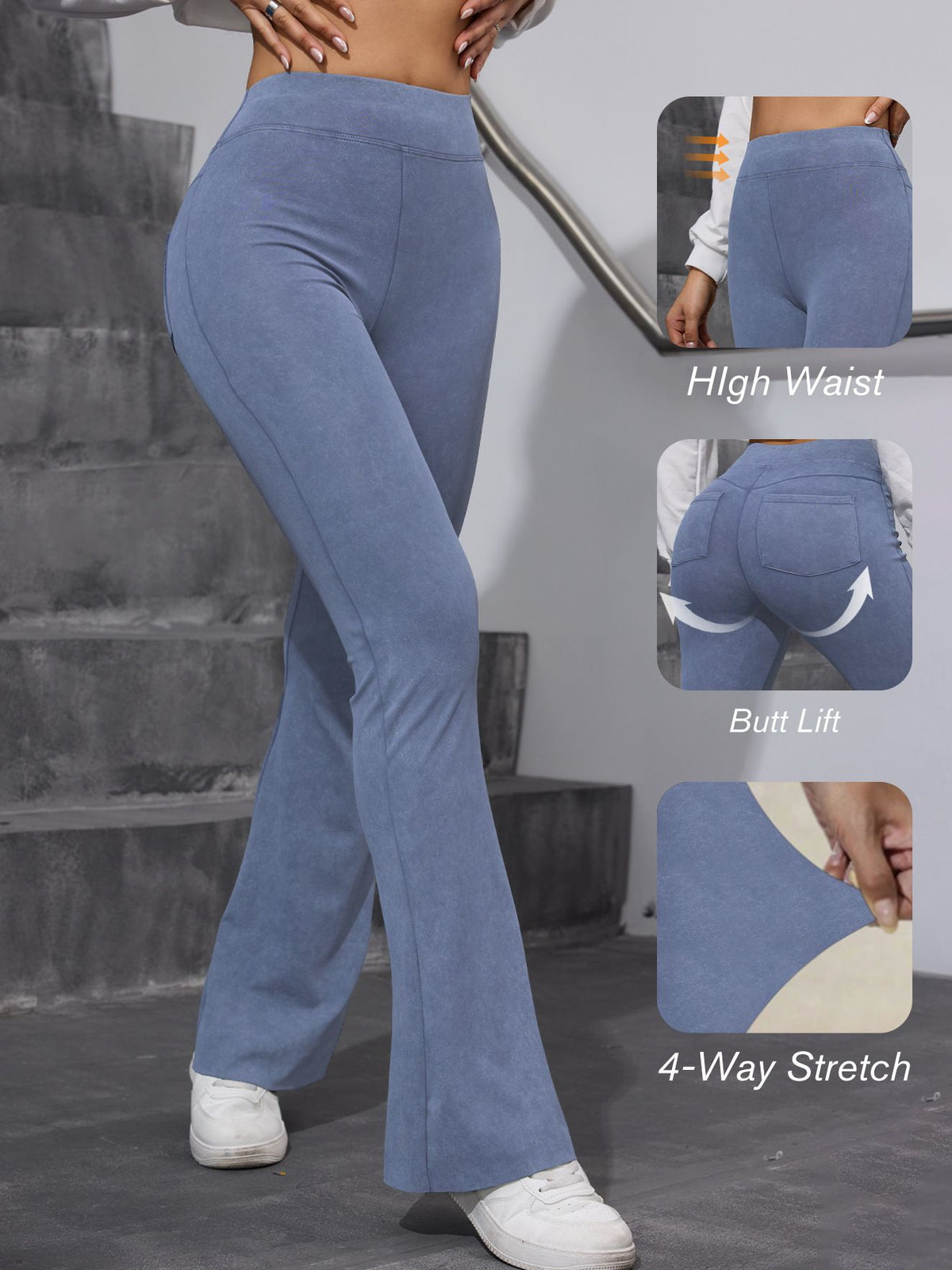 Hip-Lift-Denim-elastische enge Schlaghose