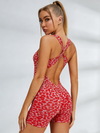 ZASUWA Female Sexy Leopard Print Cross Back Deep V Back Jumpsuit