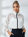 ZASUWA Female Anti-UV Drawstring Zipper Pocket Quick-dry Cropped Jackets
