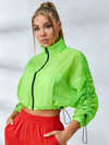 ZASUWA Female Anti-UV Drawstring Zipper Pocket Quick-dry Cropped Jackets