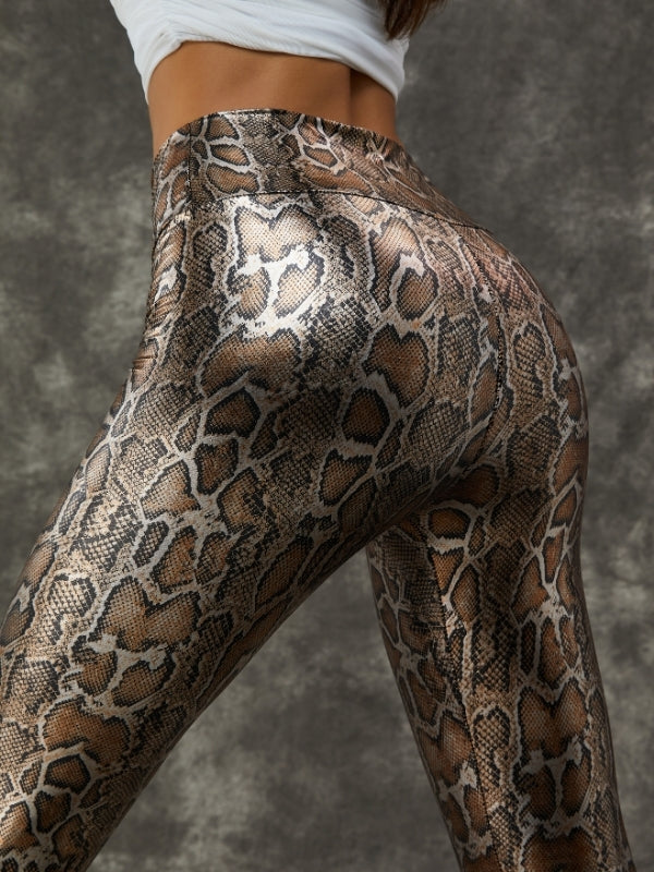PU Faux Leather Leopard Print Leggings