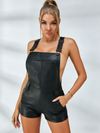 Unique Pocket Leather Short Romper