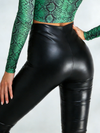 ZASUWA Female Sexy Faux Leather Zipper Leggings