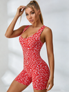 ZASUWA Female Sexy Leopard Print Cross Back Deep V Back Jumpsuit