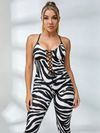 🖤ZASUWA Female Zebra Print Cross Back Jumpsuit