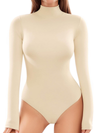 ZASUWA Female High Neck Fine Ribbed Long-Sleeve Bodysuits