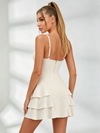 Solid Color Zipper Flounce Tennis Dress