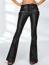 ZASUWA Female Faux Leather Zipper Lace-up Flare Leggings