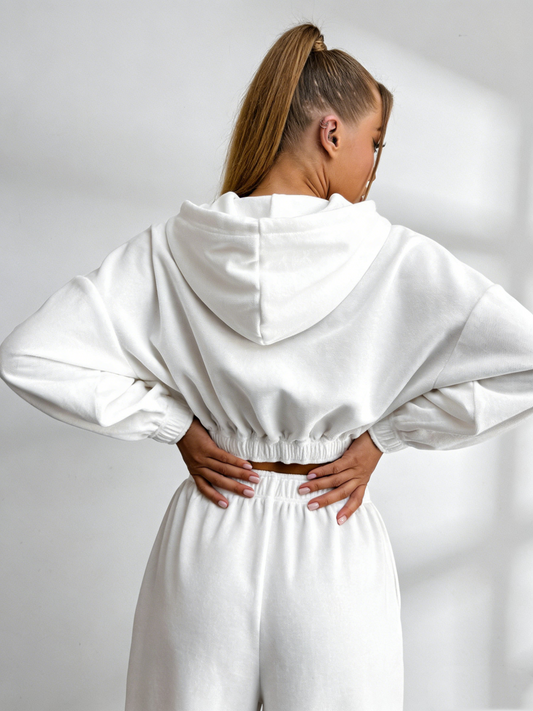 ZASUWA Female Coral Fleece Casual with Hat Tracksuit