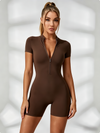 Stand Collor Zipper Hip-lift Romper
