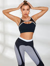❤Contrast Color Mesh Cutout Pop Style Tracksuit