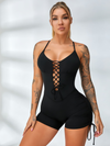 🖤ZASUWA Female Cross Back Lace-Up Short Romper