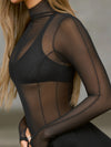 ZASUWA Female Sexy Sheer Mesh Not Including Inner Wear Long Sleeves